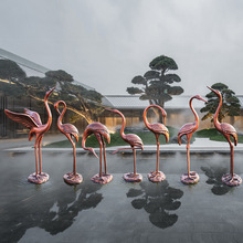 户外红铜仙鹤白鹭雕塑摆件园林景观水池花园装饰品玻璃钢抽象动物