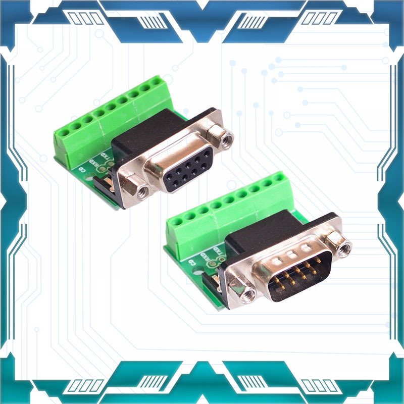 DB9公母头转接螺丝接线端子9针9孔RS232 RS485 转换板