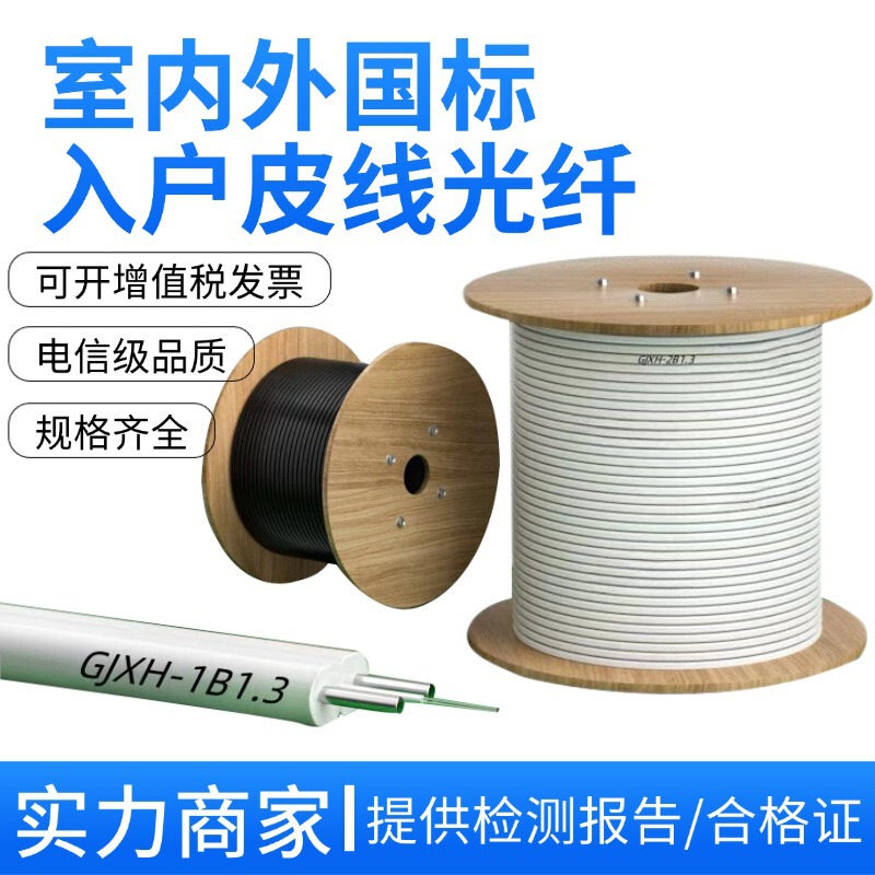 Fiber Optic Cable, Indoor and Outdoor Single-Mode 1-Core 2-Core Fiber Optic Cable, Home Wiring, Low-Loss Fiber Optic Cable