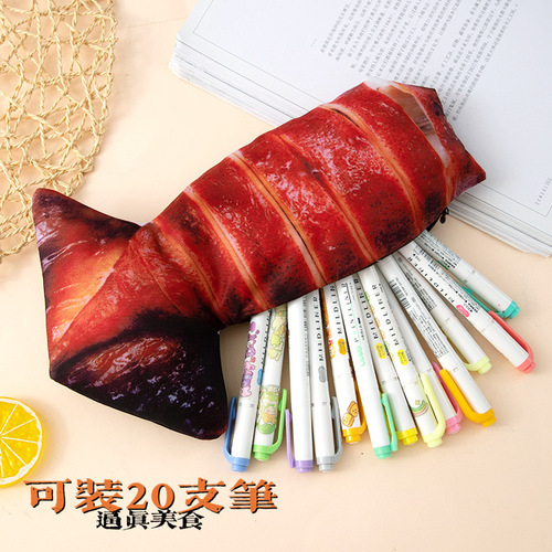 Creative Simulation BBQ Pen Bag for Boys and Girls, Elementary Students, Large Capacity Stationery Box, Fresh and Personalized Pencil Case