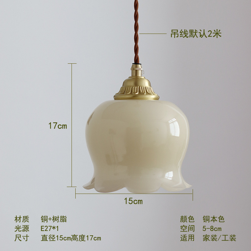 Moderno minimalista francés retro crema estilo lirio completo cobre araña dormitorio guardarropa sala de estar comedor multi-cabeza araña