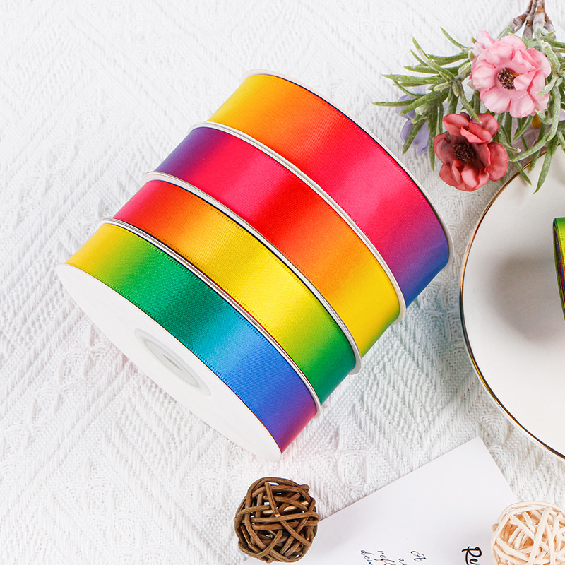 美丝达双面彩带彩虹七彩丝带鲜花蛋糕花束打包礼物包装缎带绸带