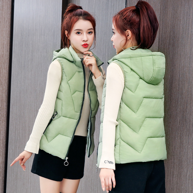 Vest Women's autumn and winter new women's fashion down cotton vest short mom hooded outer wear warm vest