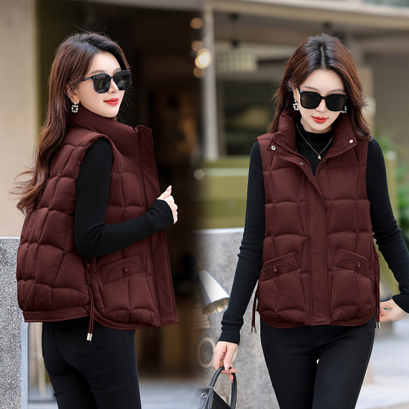 Otoño y invierno chaleco de pluma de algodón corto para mujeres 2025 moda de chicas con cuello caliente chaleco de abrazadera de hombro chaqueta image 10