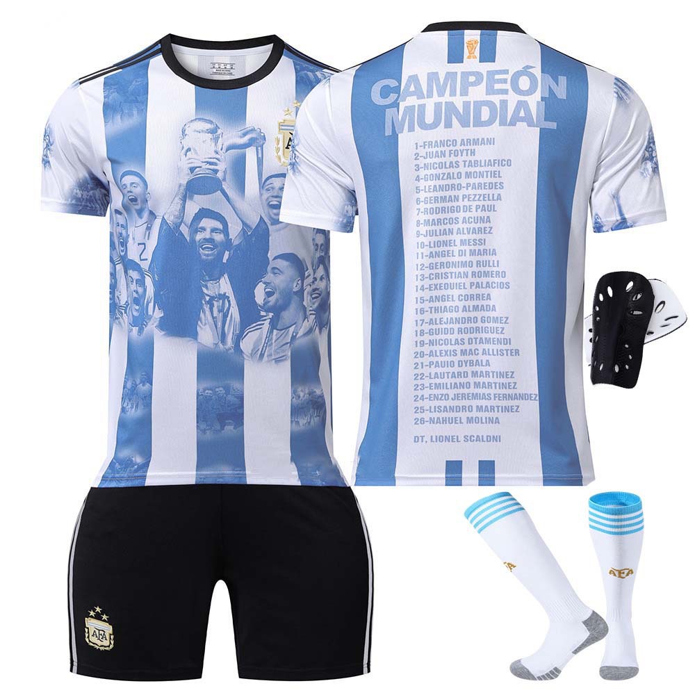 Verano Argentina fútbol uniforme niños traje de los hombres al aire libre correr deportes de secado rápido Massey Jersey mujeres adultas al por mayor