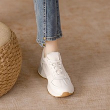 香港真软皮增高德训鞋女2025春新款厚底小白鞋阿甘鞋休闲运动板鞋