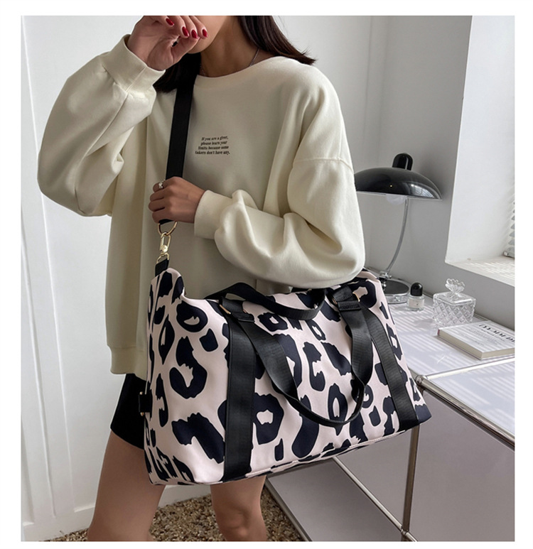 Square Shape Large Size Women's Basic Cow Pattern Oxford Cloth Waterproof Travel Bags