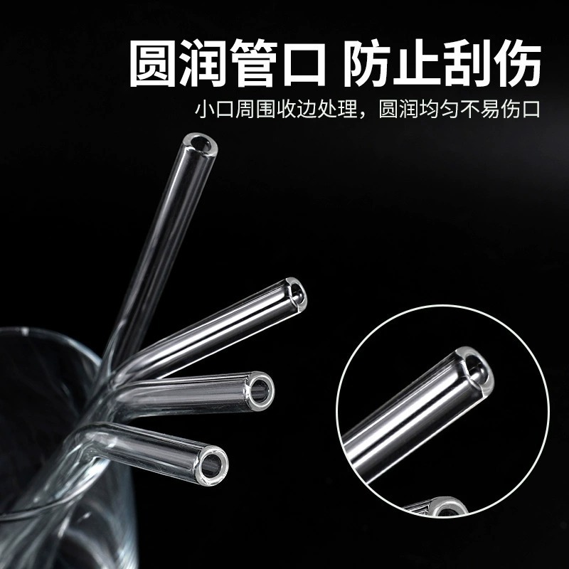 Glass Straws Heat-Resistant Anti-Lipstick Pearl Milk Tea Transparent Adult Non-Disposable Thick Straws