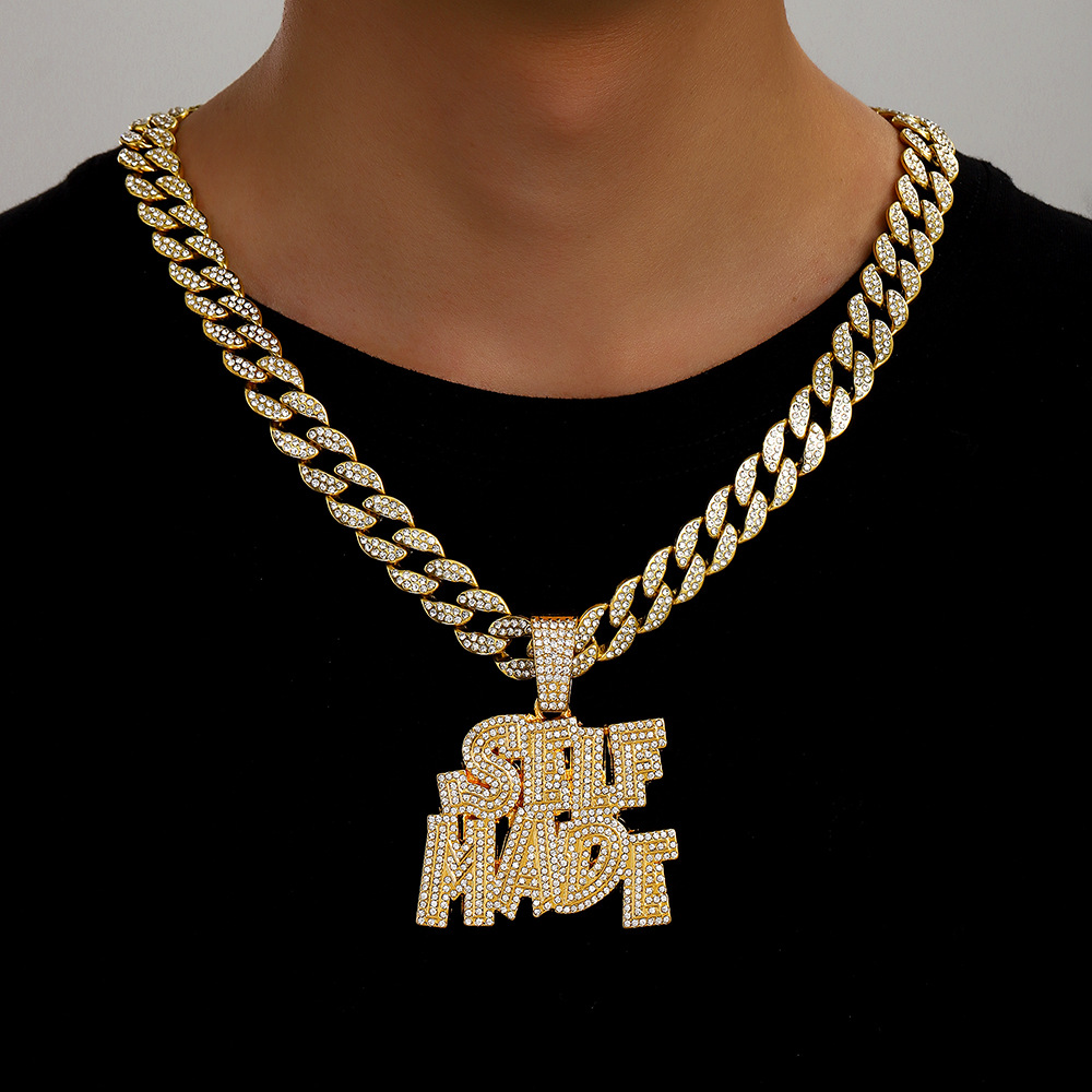 Hip-hop SELFPAID doble colgante de letras personalidad creativa moda masculina collar de hip-hop personalizado fabricante transfronterizo