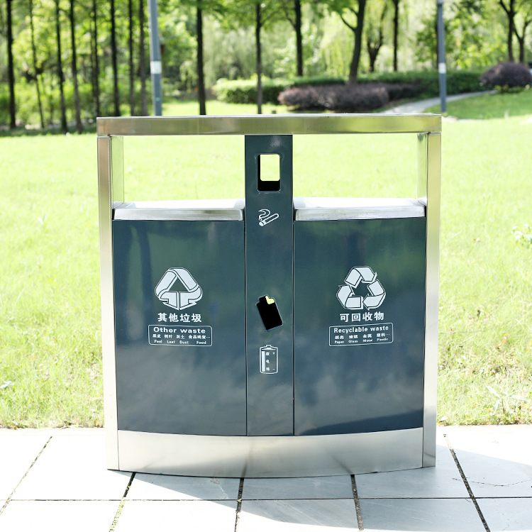 户外不锈钢分类垃圾桶大型环卫果皮箱小区公园环卫商用室外垃圾箱
