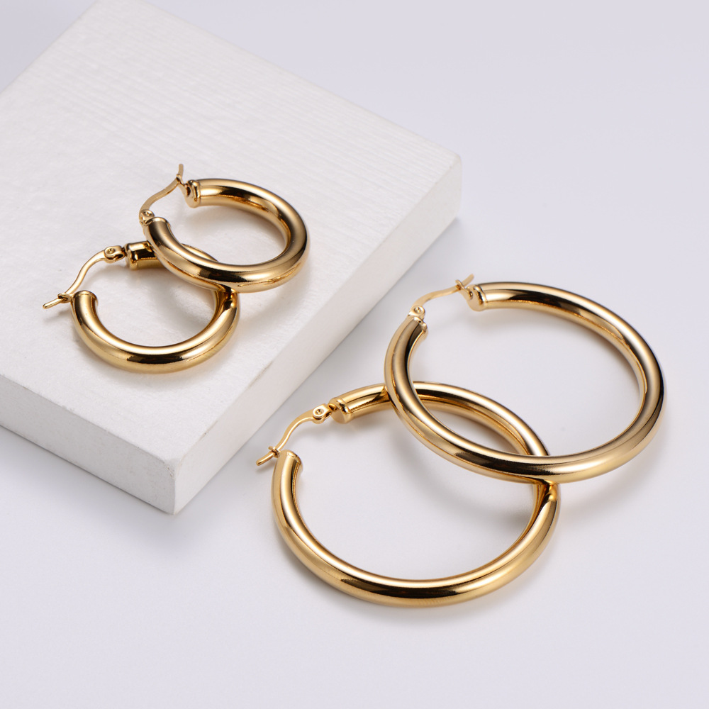 Simple Style Geometric Polishing Stainless Steel No Inlaid 18K Gold Plated Earrings display picture 5