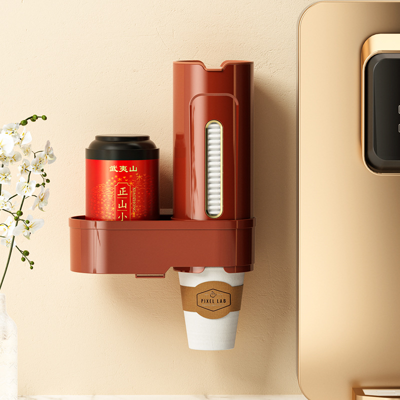 Automatic Cup Retriever, Disposable Cup Holder, Paper Cup Rack, Wall-Mounted Cup Hook, Creative Storage Shelf, Home Use Bracket