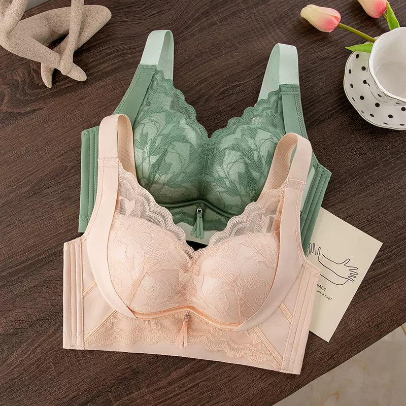 新品秋冬文胸无钢圈调整型内衣收副乳小胸内衣变温无磁文胸蕾丝