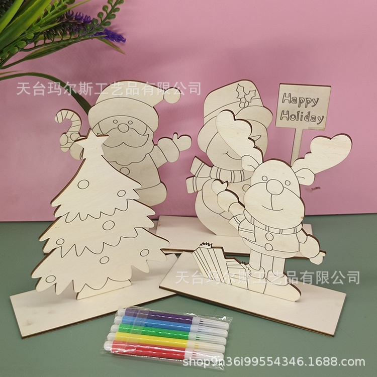 Christmas Ornaments Hanging Decorations Wooden Pieces Graffiti DIY Coloring Blank Crafts Creative Painting Original Manufacturer Christmas Ornaments Hanging Decorations Wooden Pieces Graffiti DIY Coloring Blank Crafts Creative Painting Original Manufacturer