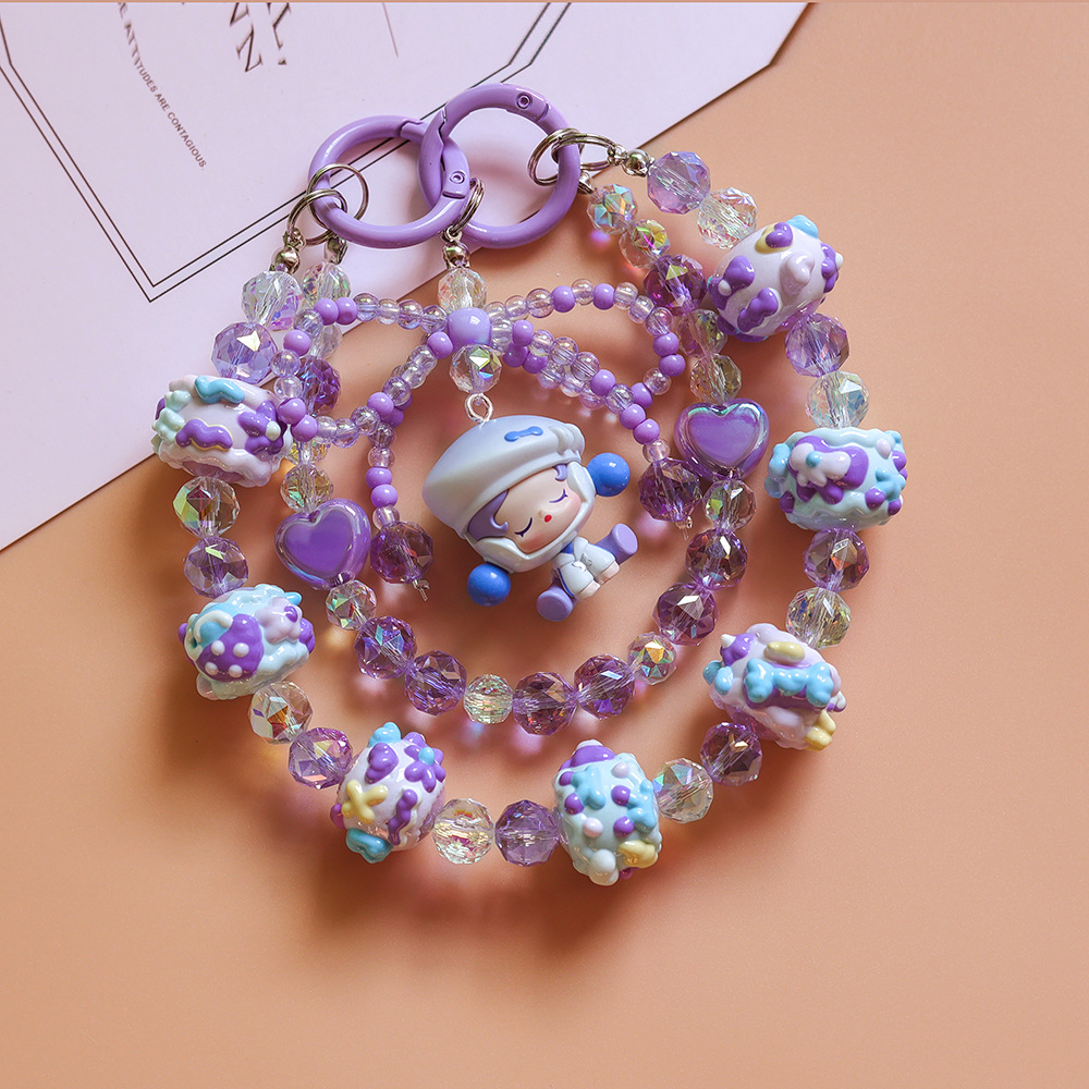 Cartoon Mobile Phone Chain Genuine Bubble Mate Cute Grain Heavy Industry High-end Crystal Beaded Pendant Hand-painted Beads Bag Hanging Jewelry