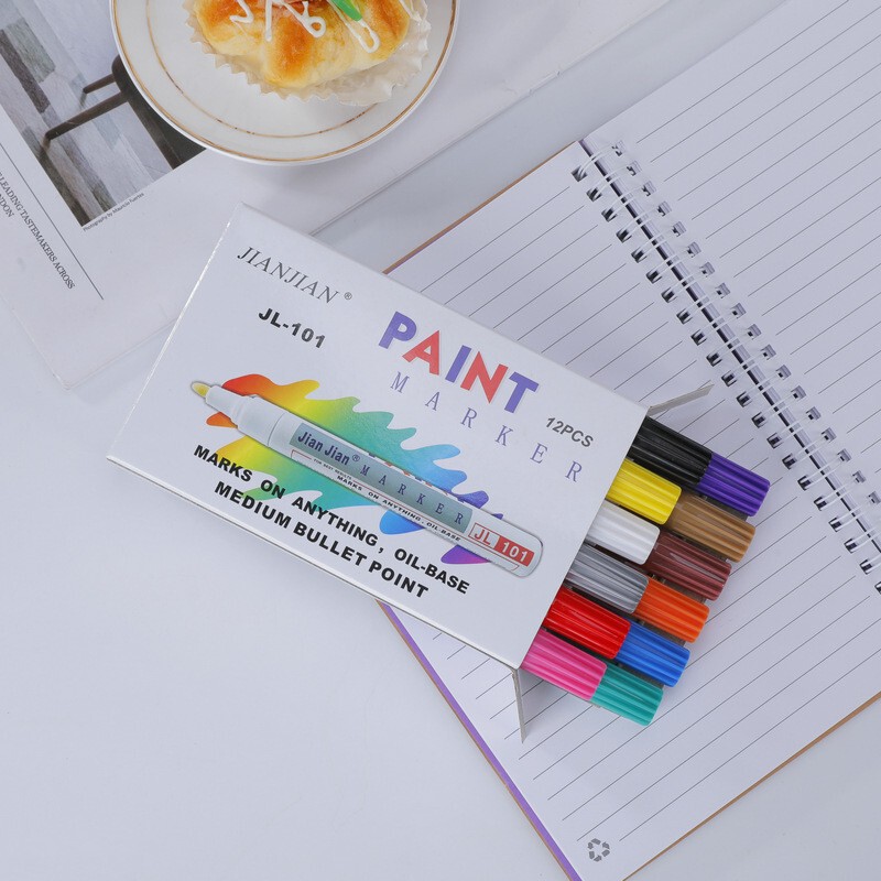 Paint Pen Waterproof DIY Graffiti Painting Touch-Up Pen Oily T-Shirt Shoes Clothes Colorful Black and White Signature Marker Pen Paint Pen Waterproof DIY Graffiti Painting Touch-Up Pen Oily T-Shirt Shoes Clothes Colorful Black and White Signature Marker Pen
