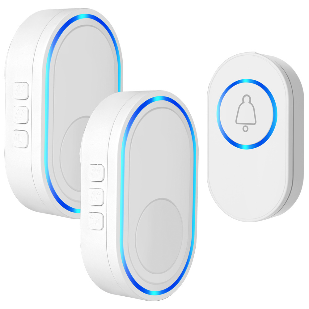 白色1个防水按钮2个无线接收器门铃433MHz老人紧急呼叫器可调音量