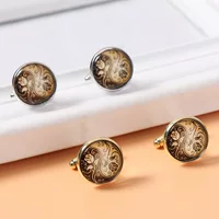 AliExpress Amazon новые круглые запонки с цветочным узором заклепки мужские модные французские запонки для рубашки