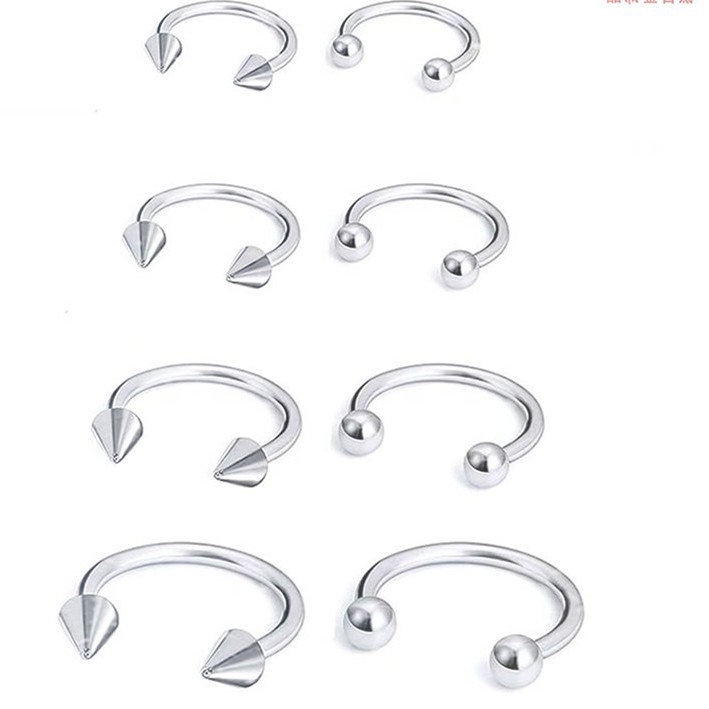 European and American Cross-Border Hot-Selling Stainless Steel Piercing Jewelry C-Shaped Horseshoe Ring Ball Pointed Cone Nose Ring Lip Ring Fashionable Ear Bone
