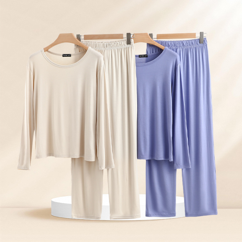 Loose Modal T-Shirt Women's Autumn Large Size Long-Sleeved Pajamas Pajamas Outer Tops Pants Casual Home Wear Set Loose Modal T-Shirt Women's Autumn Large Size Long-Sleeved Pajamas Pajamas Outer Tops Pants Casual Home Wear Set