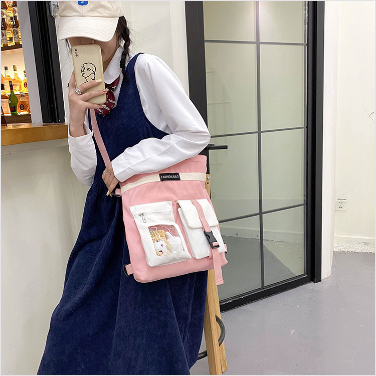 Factory wholesale 2021 new Korean-style canvas handbags, large-capacity multi-functional student cloth bags, four-use bags undefined