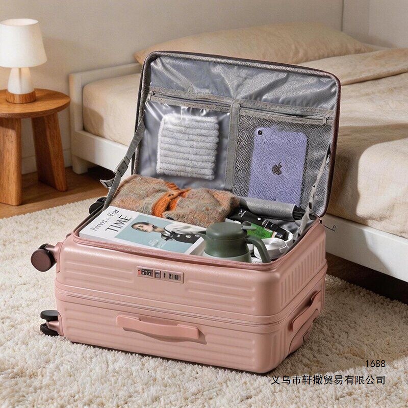 2026 new model, side-opening, deep compartment, large-capacity suitcase, convenient travel suitcase for students, durable, with a password lock, leather suitcase for men