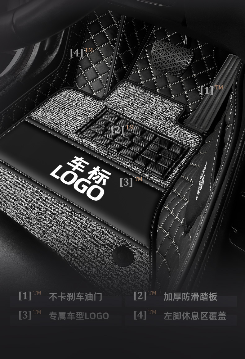 Fully Enclosed Car Floor Mats Diamond Pattern Double-Layer Wire Ring Car Floor Mats Cross-Border Supply Source Factory Dropshipping