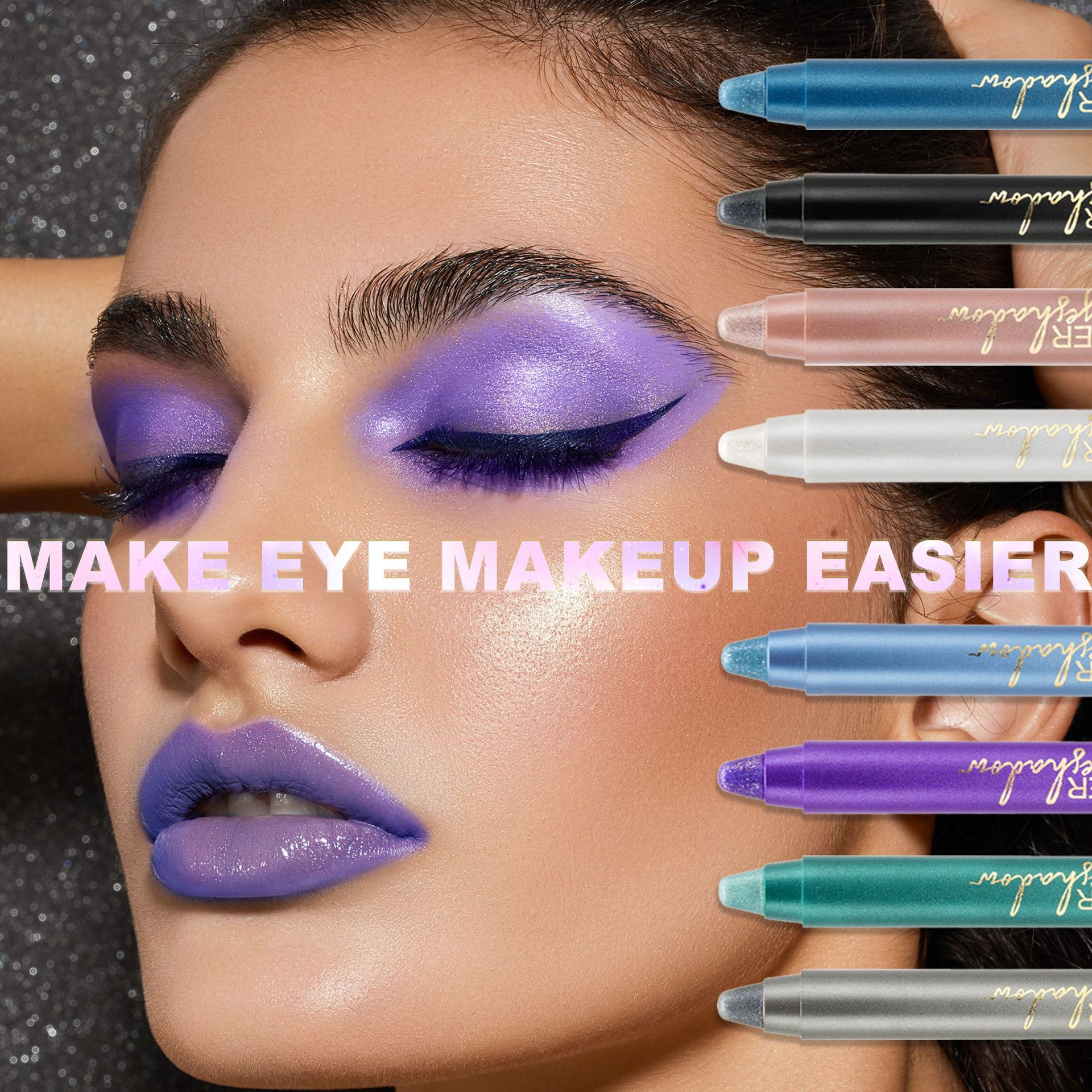 SHCOETY Cross-border exclusive 10-color pearlescent eyeshadow pen, non-smudging, pencil sharpener, eyeliner, and bed pencil foaming undefined