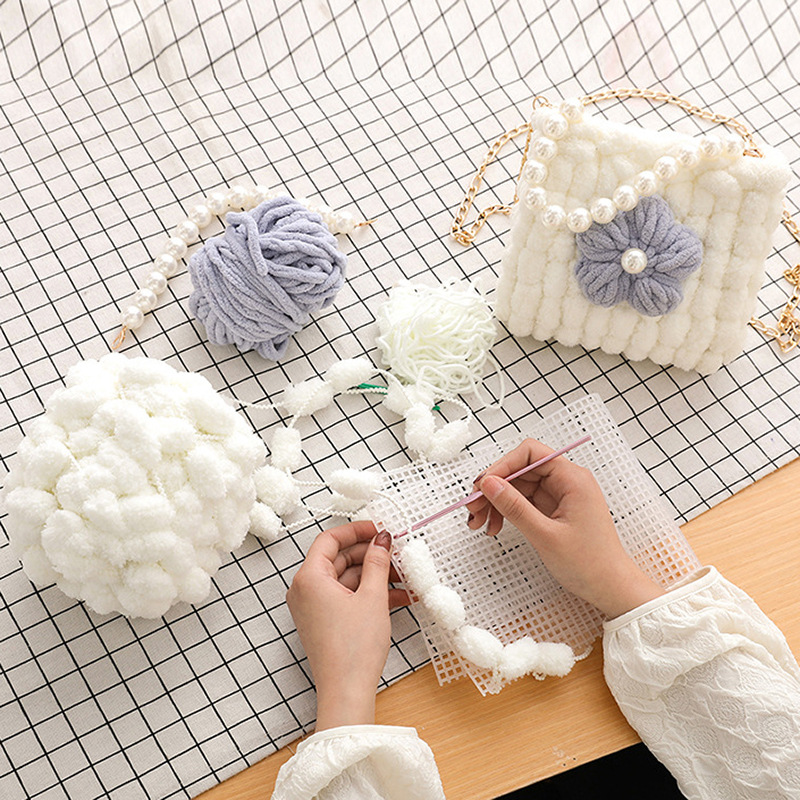 抖音泡芙花球球手工编织包包毛线diy材料包手织自制礼物送女朋友