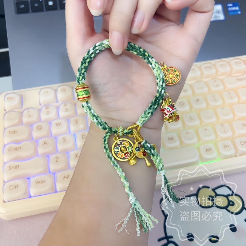 Xizang-Style Couple Woven Bracelets with Rattles and Lion Motifs for Attracting Wealth, Light Luxury Niche Exquisite Birthday Gift Xizang-Style Couple Woven Bracelets with Rattles and Lion Motifs for Attracting Wealth, Light Luxury Niche Exquisite Birthday Gift