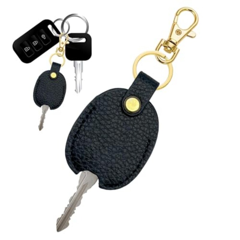 Cross-border in stock Litchi Pattern Leather Key Case Replaceable Key Case Carved Leather Key Cover Key Chain