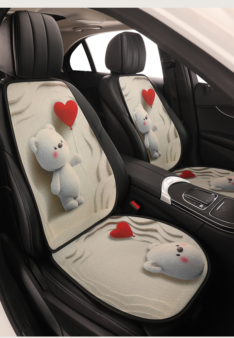 New Cartoon Car Seat Cushion, Cute Cushion, Universal Seat Cushion for Five Seats in All Seasons, Breathable and Stain-Resistant, Car Interior Decoration