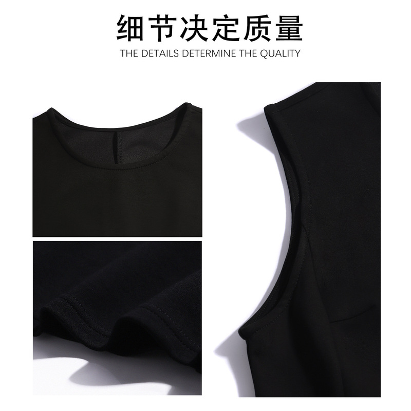 黑色千金无袖背心裙连衣裙赫本风小黑裙夏季小香风小个子收腰短裙|undefined