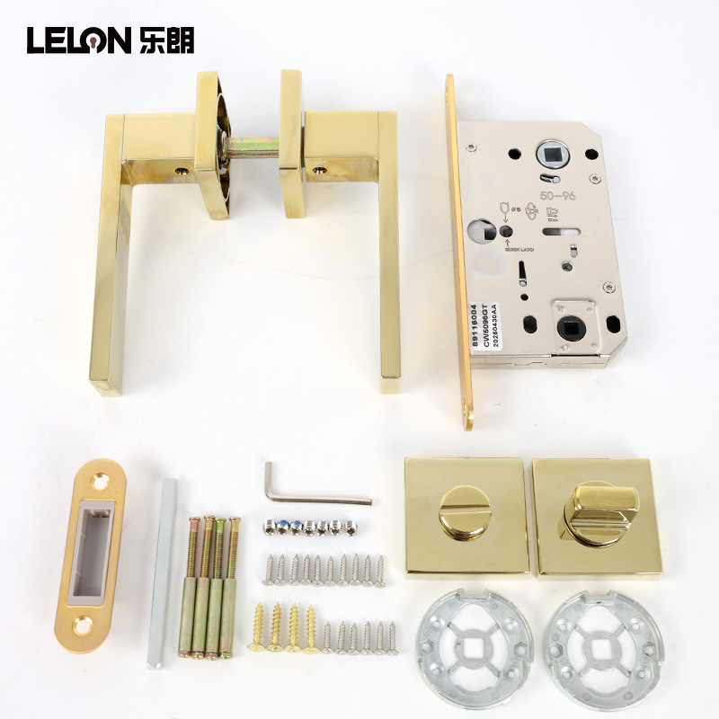 Cerradura de puerta de baño cuadrada simple personalizada aleación de zinc puerta interior de madera cerradura de tornillo cerradura de mano cerradura magnética de la puerta del hotel