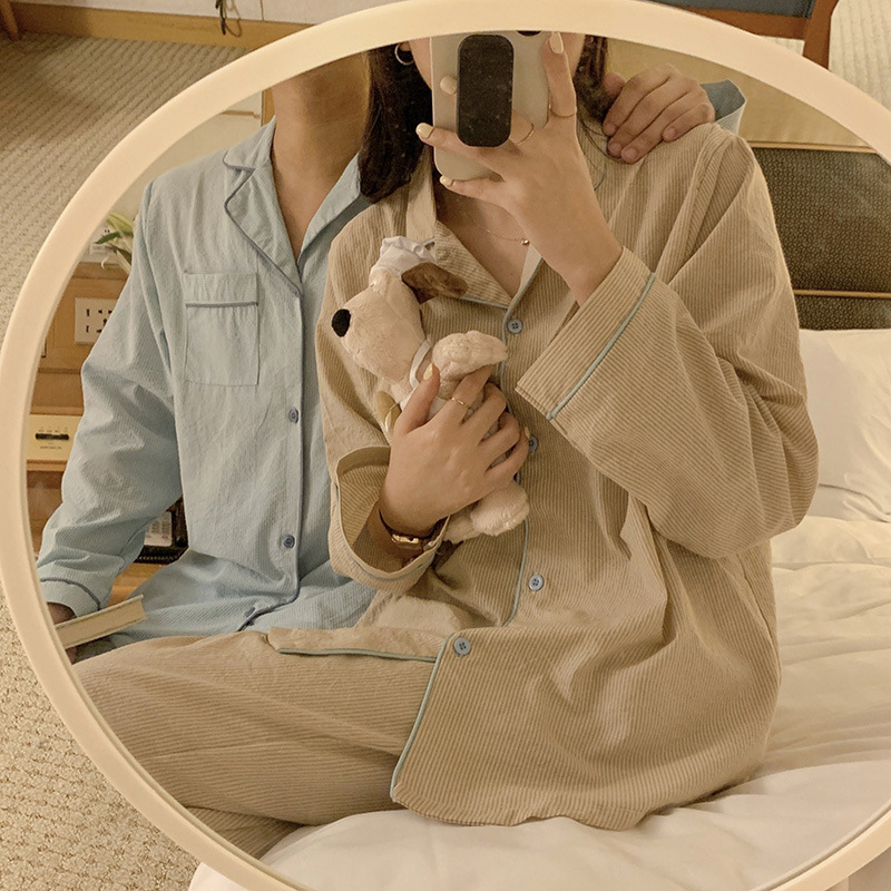 Product details picture_actual shot#new product#Men's comfortable loose striped early autumn pajamas home wear set