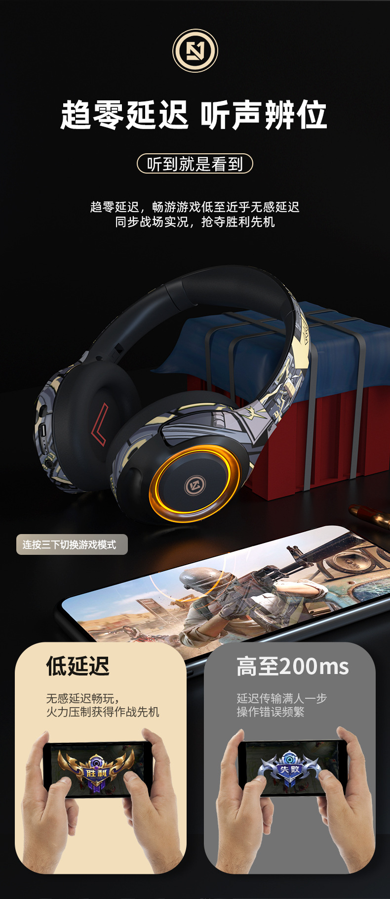 LULE Kabelloses Bluetooth-Kopfhörer Over-Ear Kabelgebundenes Gaming-Headset für Computer E-Sport-Kopfhörer Wasserdicht Sport Amazon Hot Model