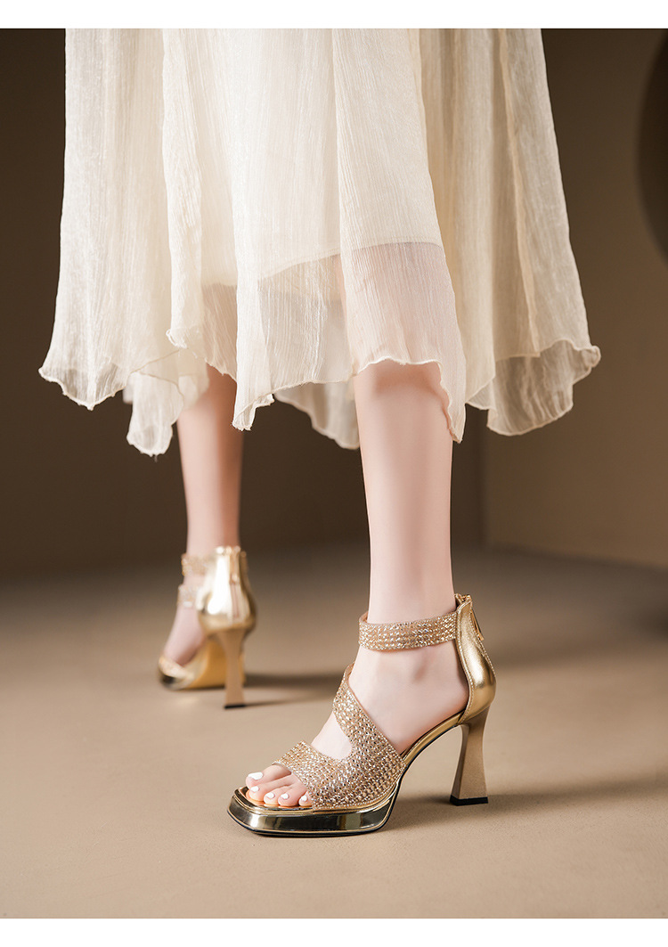 Y5751 Sommerliche französische Strass-Sandalen mit offener Zehenpartie, wasserdicht, Plateau, dicker Absatz, bequem, hohe Absätze, geschlossen_voghion.com