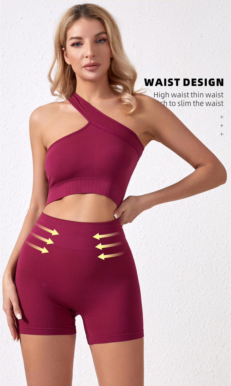 New Sports Vest Women's High Strength Shockproof Underwear Belly-lifting Shorts Split Fitness Yoga suit_voghion.com