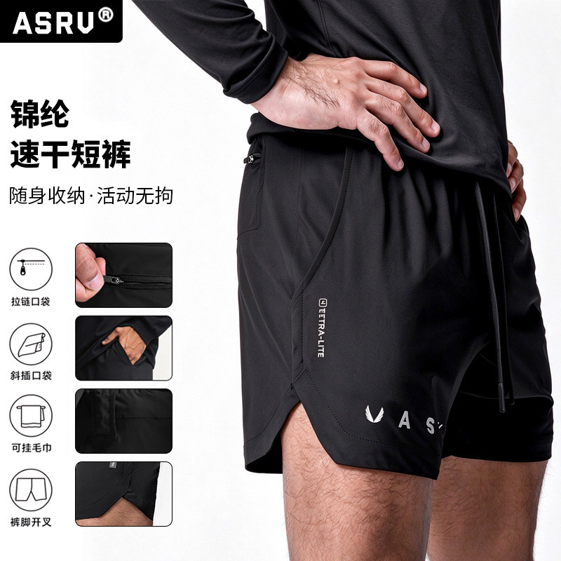 Asrv Summer Men's Shorts American Style Youth Nylon Quick-Dry Sports Shorts Men's Multi-Pocket Running Fitness Pants