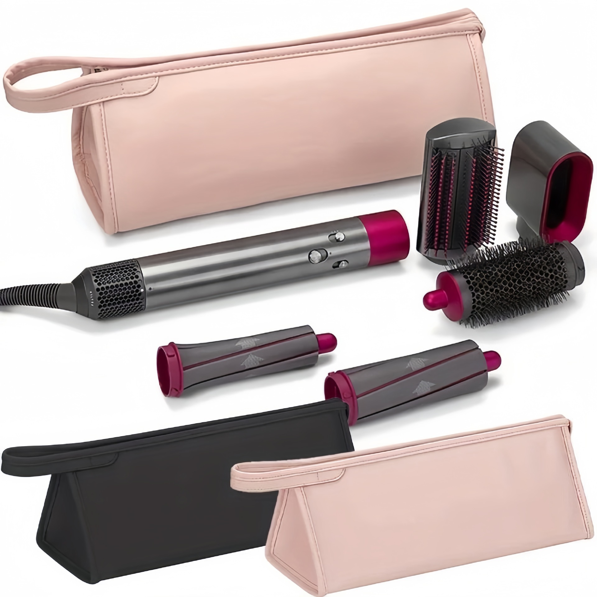 Cross-Border Travel Dyson Hair Dryer Cosmetics Bag Pu Leather White Zipper Bag Hair Dryer Waterproof Bag Hair Curler Cosmetics Bag