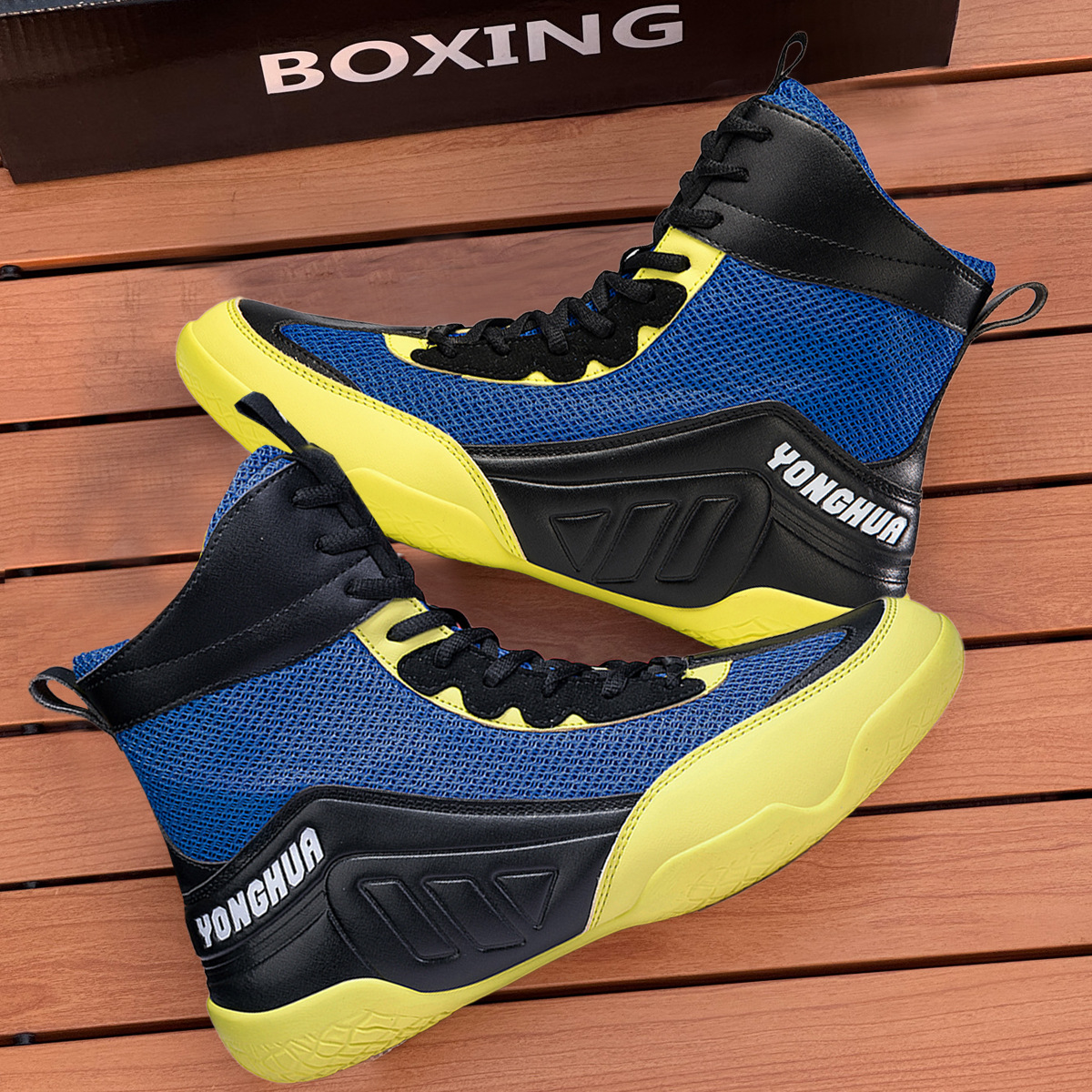 Professional Boxing Shoes, Men's Wrestling Shoes, High-Top Fighting Training Shoes, Boots, Muay Thai Boxing Shoes, Fitness Sanda Shoes for Men and Women