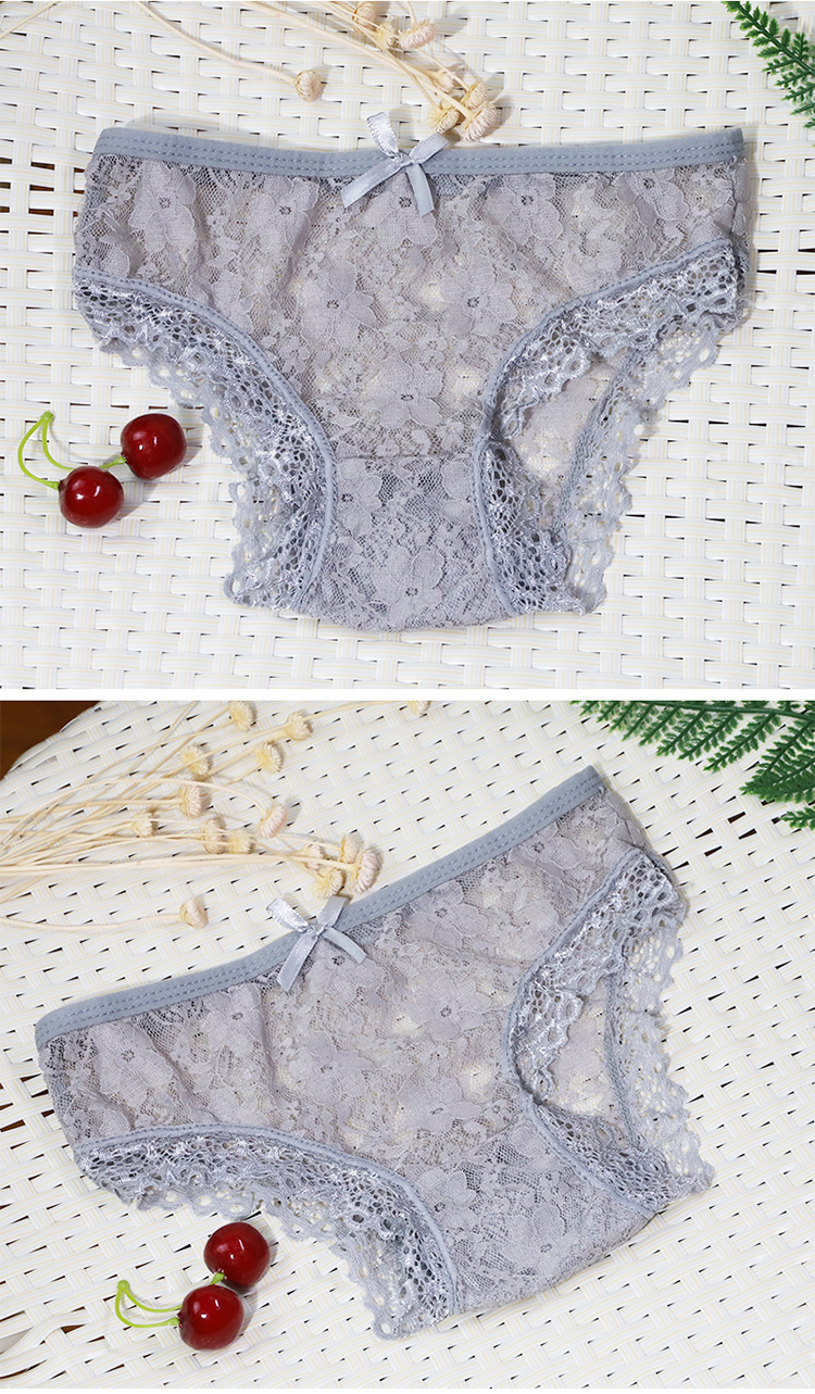 Grey Lace Open-Crotch T-Back Panty for Adults — detail image 10