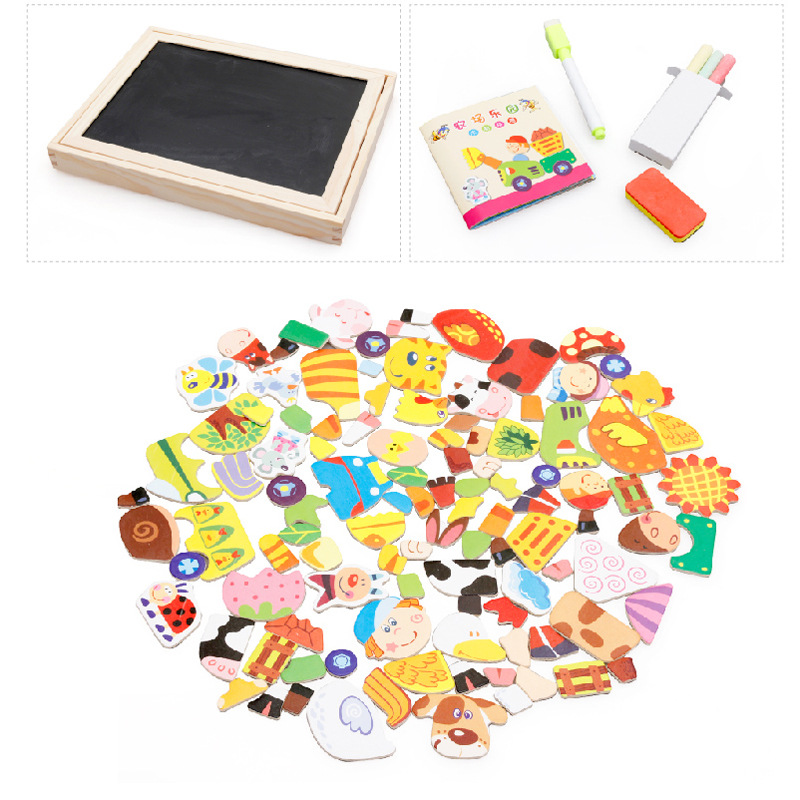 Juguetes educativos para niños rompecabezas de madera magnético tablero de dibujo animal multifuncional tablero de dibujo de doble cara rompecabezas