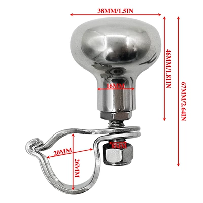 Steering wheel booster ball 316 stainless steel steering wheel round booster ball grip yacht RV marine hardware accessories (Sükan çarxları) - ball-bottom-without-nylon-316-stainless-steel