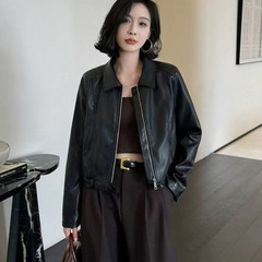 欧货高级感酒红色机车皮衣外套女春秋2025新爆款正肩短夹克小个子