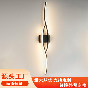 跨境现代简约外发光波浪led壁灯高级感卧室床头客厅走廊过道墙灯-阿里巴巴