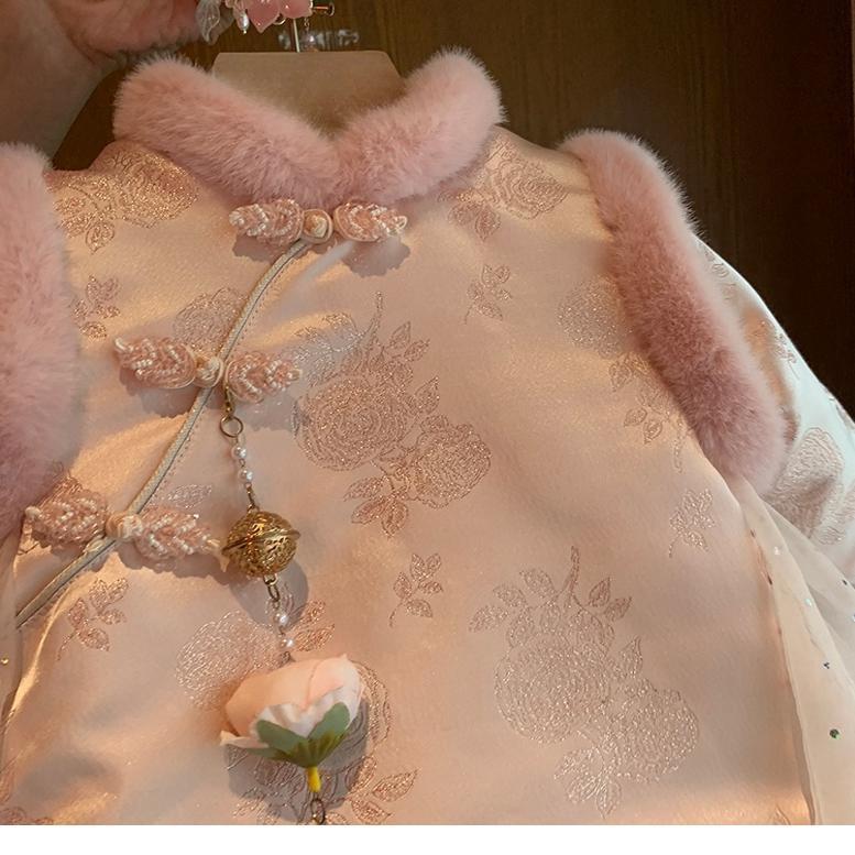 2025 nuevo vestido de aniversario de invierno para niños y niñas bebés chinos cheongsam vestido de princesa