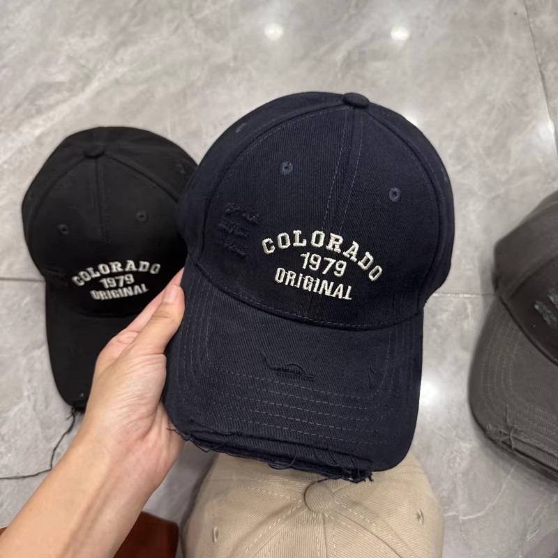 春秋百搭有型硬顶显瘦棉布棒球帽子女做旧磨破减龄字母刺绣鸭舌帽|undefined