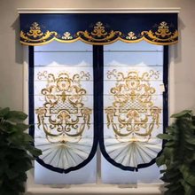 展会罗马帘卷帘轻法式纱帘餐厅小窗透光不透人窗帘扇形帘定 制