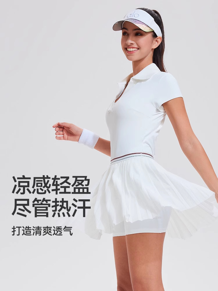 Conjunto Deportivo Caijue para Mujer, Traje de Tenis de Dos Piezas con Falda Plisada y Camiseta Polo de Manga Corta, Atuendo de Bádminton Estilizador